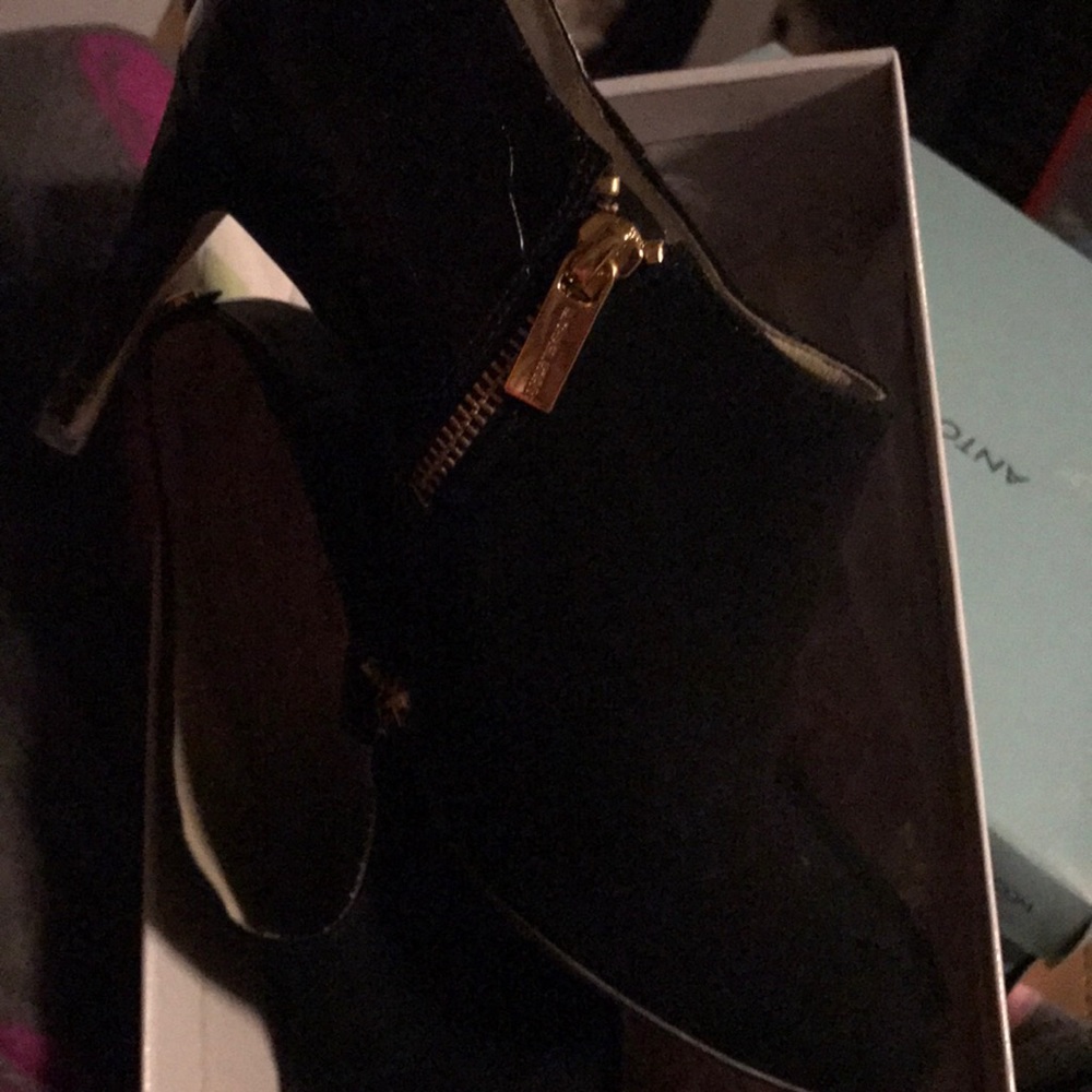 MK Black Suede Side zipper Ankle heels